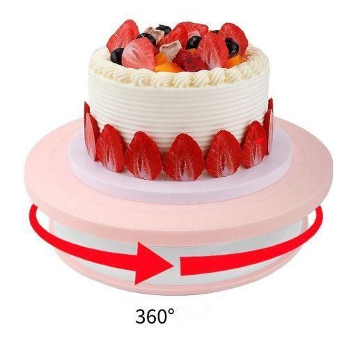 Cake Decorating Turntable Baking Cake Rotary Table Plastic Round Plate pink