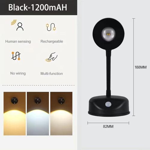 PZSUNLY USB Rechargeable Intelligent Human Sensing Wireless Wall Dimmable Led Spotlight For Lighting Paintings Pictures