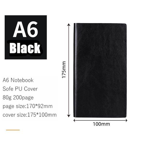 200 Pages Premium A6 Notebook Notepad Diary with Black PU Leather Cover 80g paper - Compact and Customizable Souvenir Corporate Gift Item