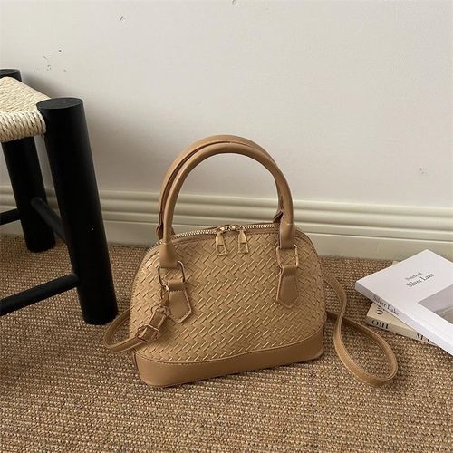 Women’s Woven Texture Shell Bag Top-Handle Bag Mini Handbag Small Crossbody Bag