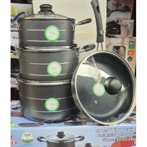 3-Piece Non-Stick Cooking Pot Set with Frying Pan