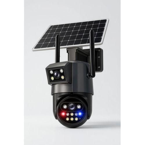 Smart AI 4K Solar Powered Security Camera- Wireless 4g/5g 24hrs recording Dual Lens PTZ Outdoor CCTV with Night Vision and battery back up
