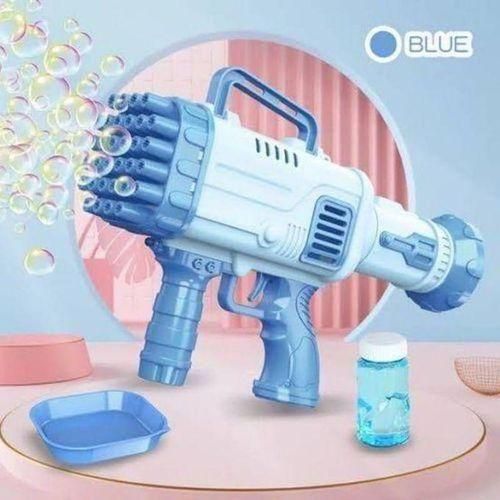 32 Hole Bazooka Bubble Gun Machine Rocket Launcher For Kiddies Out-Door Play Toy With Bubble Refiller Solution - Blue