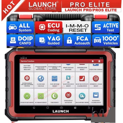 LAUNCHh X431 PRO/Pros ELITE Car OBD2 Cars Scanner wit ECU Coding, Immo and Bi-Directional Functions, CANFD DOIP