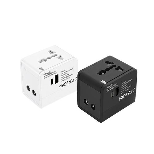 Global universal plug adapter converter for UK, USA, JP, EU, KR, Australia, CN. European travel adapter. Power supply. Power socket. AC power. USB A Type-C.