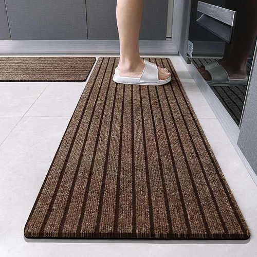 Premium Anti-Slip Kitchen Floor Mat Runner (Brown Stripe Design)