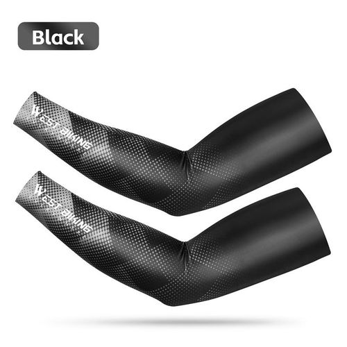 WEST BIKING Woman Men Summer Ice Silk Sleeves Bicycle Fishing Driving Cool Muff UV Solar Arm Elastic Cover Anti-Sunburn Sleeve-Striped Black--CPinkA Pair One SizeXXS