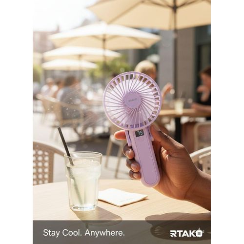 Portable Handheld Fan with LED Display, 90° Foldable, 5 Speed Wind,Hand Held/Neck/Desk 3 in 1 Personal Small Fans, Makeup Fans for Women
