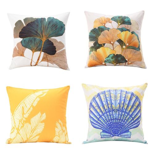4-pack Short Plush Ginkgo Leaf Pillow Cover