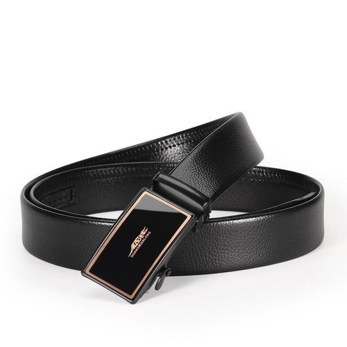 Men's Business & Casual Faux Leather Belt, Iron Automatic Buckle, Shiny Mirror Design, All-Match Waist Belt