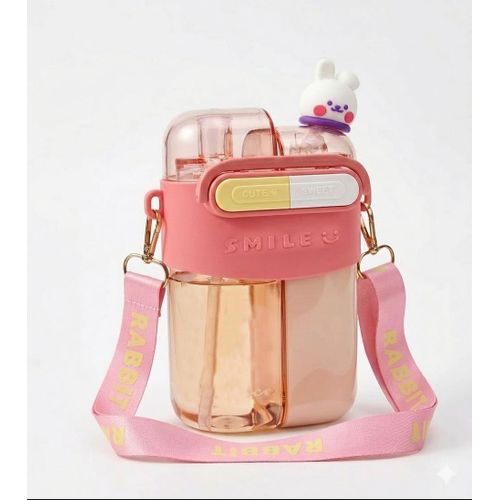 780ML Kids Water Bottle with Straw and Carry Strap – Leakproof Portable Drinking Cup, Cute Design BPA-Free Water Bottle for School, Travel and Outdoor Use