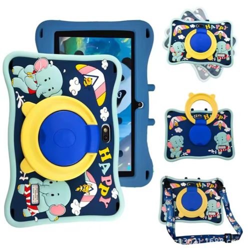 E13 Kids Educational Tablet 7 Inch IPS 8GB RAM 128GB Storage 5G WiFi Android 14 With Silicone Case Blue