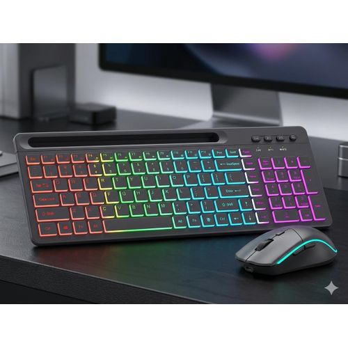 Dual Mode RGB (BT + USB) Teclado Keyboard With LED USB Interface New ABS Numeric Membrane for Laptop iPad and Phone