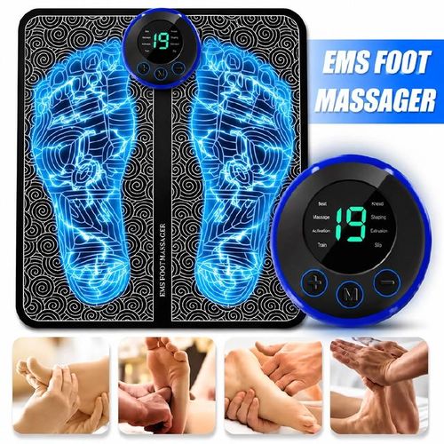 Foldable EMS Foot Massage Pad - Rechargeable Foot Massager for Home & Travel