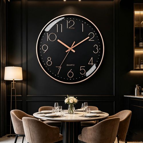 10 Inch Clock, Wall Clock, Quartz Clock, Modern Minimalist Living Room-Black