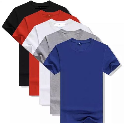 5 In 1 Unisex T- Shirt Round Neck Plain Black Polo Tees