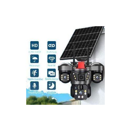 3 lens V380, 4G, 9MP human detection and tracker, night vision, 2-way audio, solar powered and battery backup cctv camera