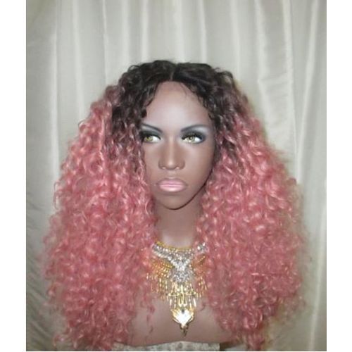 Pink Thang" Lace LONG LENGTH Wig Beach Waves Pink Ombre