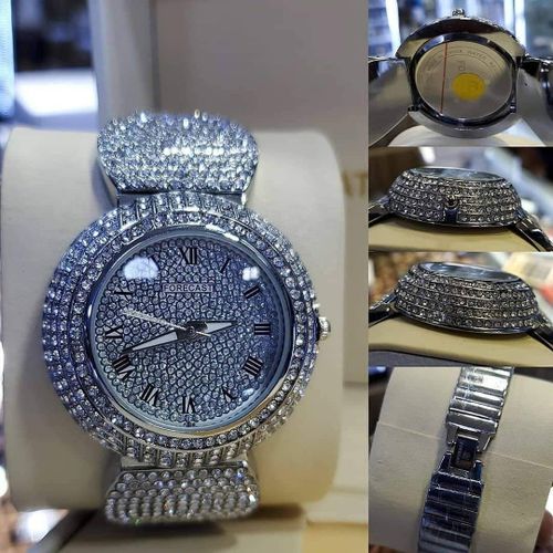 High Quality Sophisticated Diamond Iced Silver Wristwatch