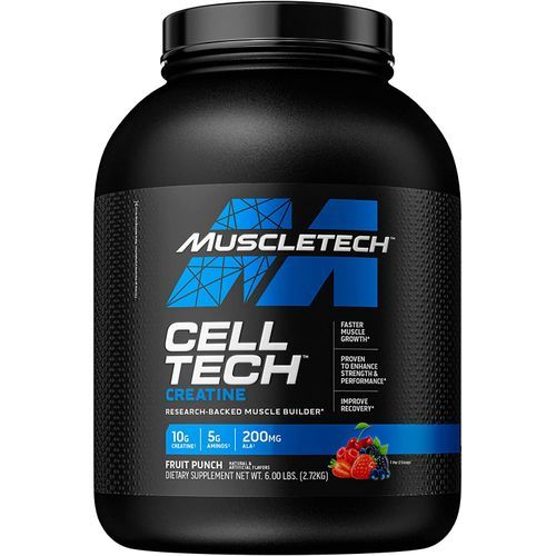 Cell Tech Creatine Monohydrate Formula Powder, HPLC-Certified, Improved Muscle Growth & Recovery, Fruit Punch, 54 Servings (6 Lbs)