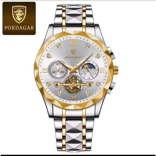 Extra Powerful & Super Authentic Men's Silver & Gold Chain Wristwatch