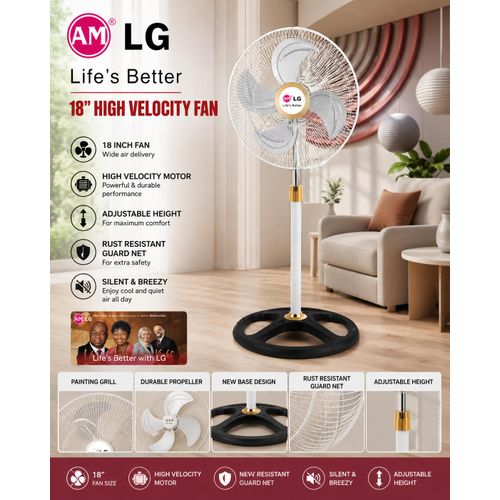 18inch Turbo Cool High Velocity Standing Fan Powerful Airflow for Maximum Comfort