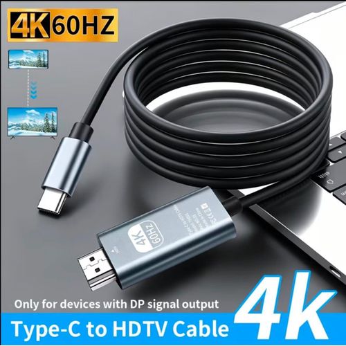 Type-C to HDMI Adapter Cable, 4K60Hz Projection Connection Cable - Type-C to HDTV Video Transmission Connection Adapter, Suitable for Phones, Laptops, Displays And Other Devices - Plug And Play, No Driver Needed