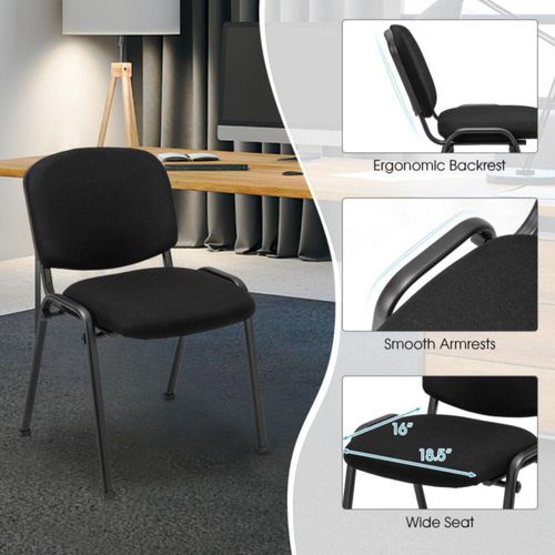 Office Chair with Metal Frame and Padded Cushions for Conference Room Fabric Visitor's Office Chair-Set