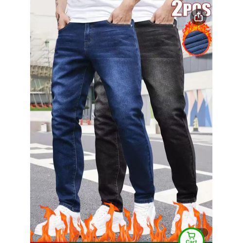 2in1 Classic Slim-Fit Denim Jeans For Men