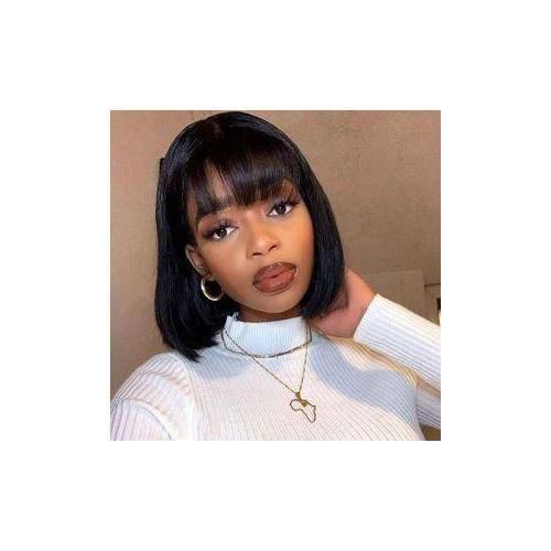 Women Short Straight Full Bangs Bob Hairstyle Synthetic Hair Full Wig