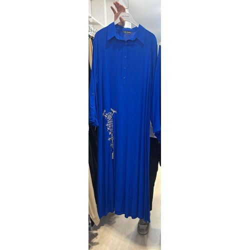 Elegant Royal Blue Embroidered Kaftan Dress