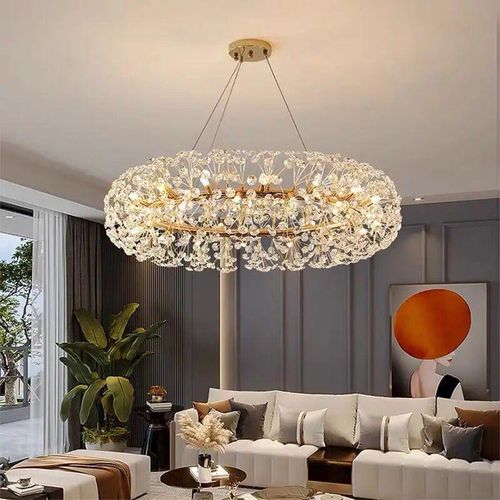 Postmodern Dandelion Halo Crystal Ring Chandelier