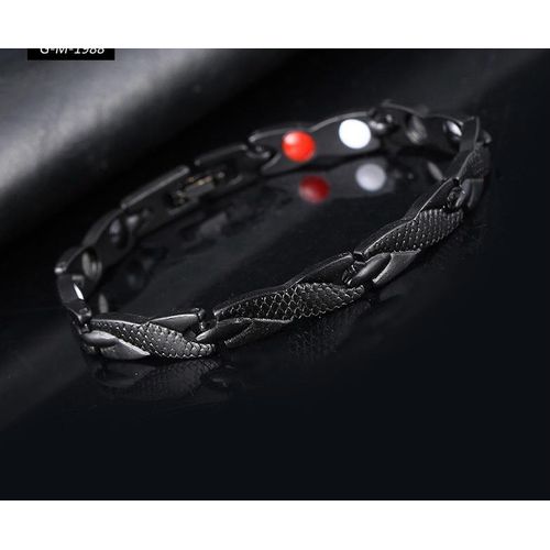 Men's Black Hand Chain Bracelet Stainless Steel