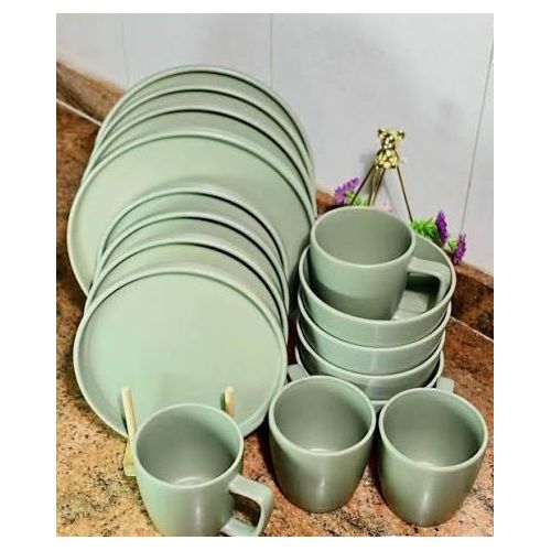 16 PIECES CERAMIC DINNER SET Breakable Ceramic Set - Green