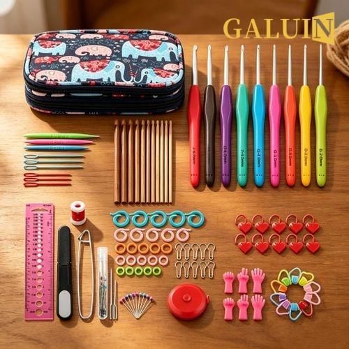 110pcs Crochet Hooks Yarns Knitting Set Case Sewing Bag Kit