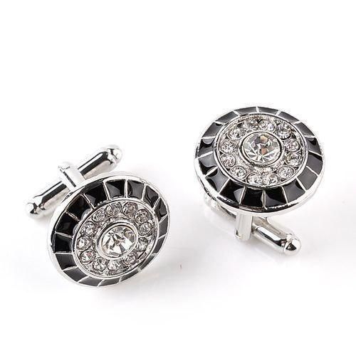 Black & Silver Men Shirt Cuff Links Cufflinks