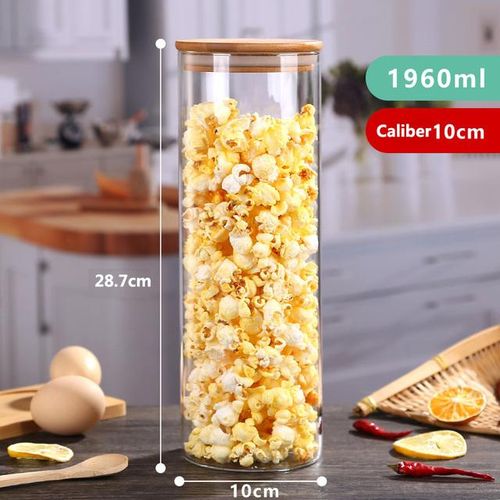 Home Kitchen Mason Organizer Sealed Glass Storage Jars With Bamboo Lid For Food Noodles Coffee Candy Bean Nut Bottle Container