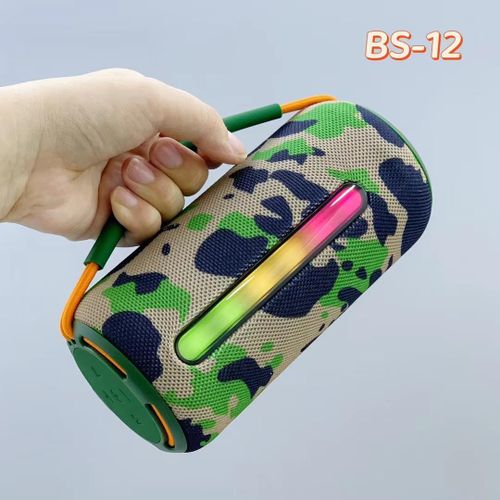NEW High Quality Boombox BS-12 Wireless Speaker With Heavy Bass and Led Light Outdoor Portable Speaker Stereo Bass Sound Woofer HiFi Music Active FM Radio/TF Portable Quality Wireless Bluetooth Speaker MINI sound system outdoor bass powerful rechargeable