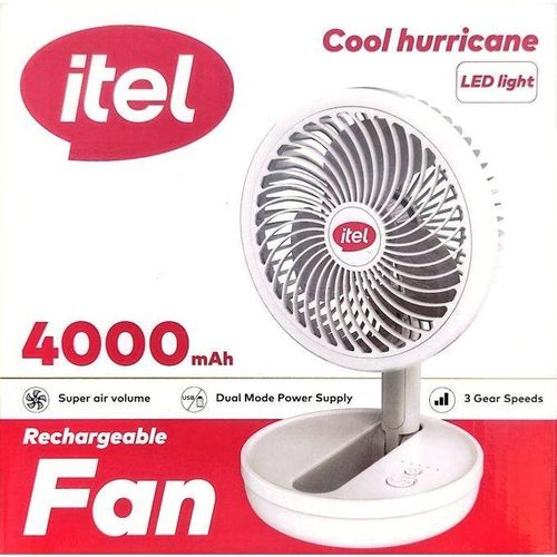 8 Inches Foldable Rechargeable Fan. i tel 8-Inch Foldable Rechargeable Fan - 4000mAh Battery - Built-in Ring LED Light - Type-C Port (IFR-D811)