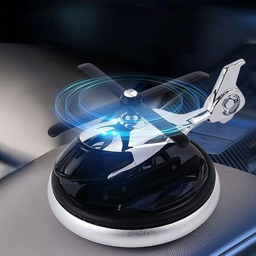 Helicopter Solar Car Air Freshener Rotation Aromatherapy Diffuser Ornament for Vehicles with Fragrance Tablet, Essential Oil,Anti-slip Mat for Car and Interior Decoration