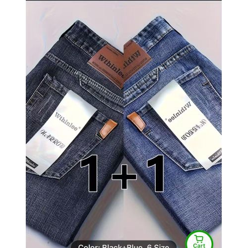 Classic Slim-Fit Denim Jeans Black And Blue