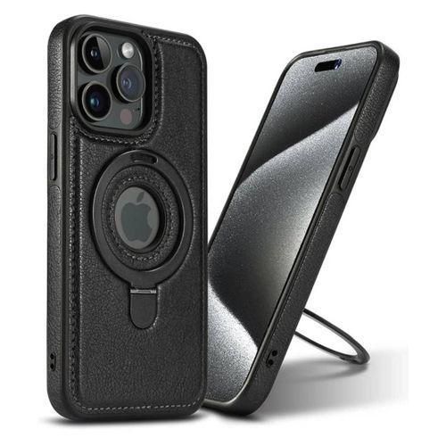 Magnetic For IPhone 16 Pro Max Leather Case With Magsafe & Ring Stand