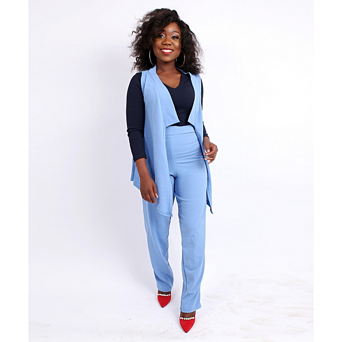 powder blue outfit