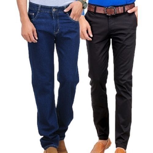 2 In 1 Men Quality Chinos And Jean Combo - Black And Blue