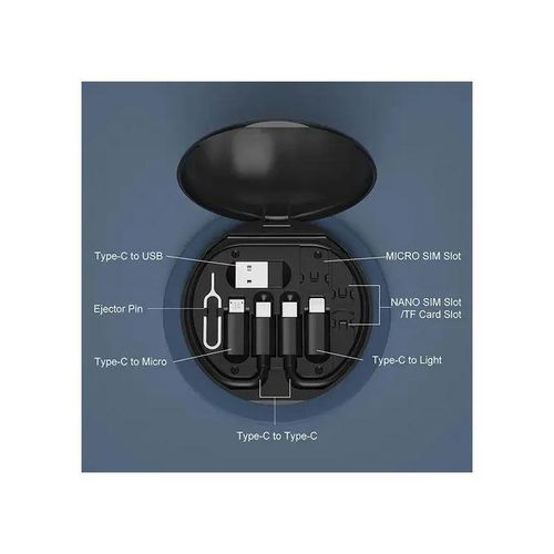 Multifunction Fast Charging Data Cable Set 60W, Type C, Lightening And Micro USB Port Inbuilt Mobile Stand