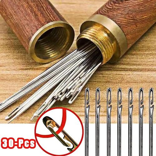 30pcs Sewing Elderly Stainless Steel Quick Automatic Self-Threading Stitching Pins DIY Punch Needle Threader