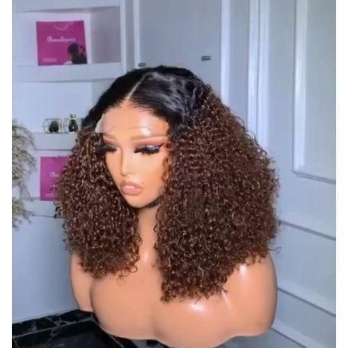 Short Deep Curly Lace Front Wig (Chocolate Brown)