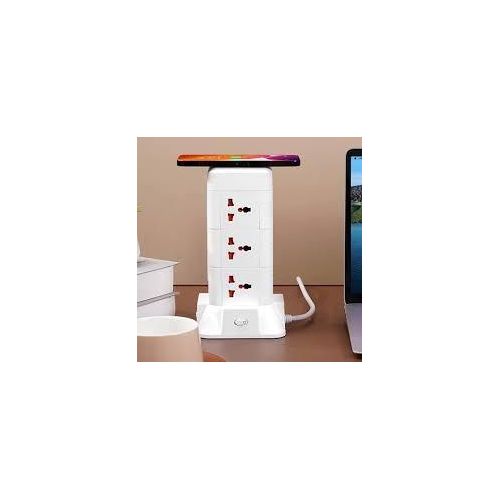 2500W 3 step Power Extension Strip, Wireless Charging on top, with Type C, 2 USB and Desk lamp included