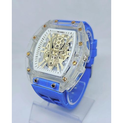 Men Blue Silicon Wristwatch