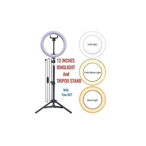 12 Inches Selfie Ring Light With Tripod Stand & Cell Phone Holder For Live Stream/Makeup, Led Camera Ringlight For YouTube Video/Photography Compatible With IPhone Android Phones ETC